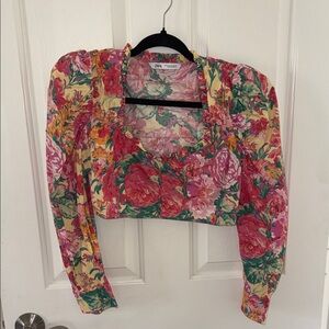 Zara Vibrant Floral Blouse - Pink and Green